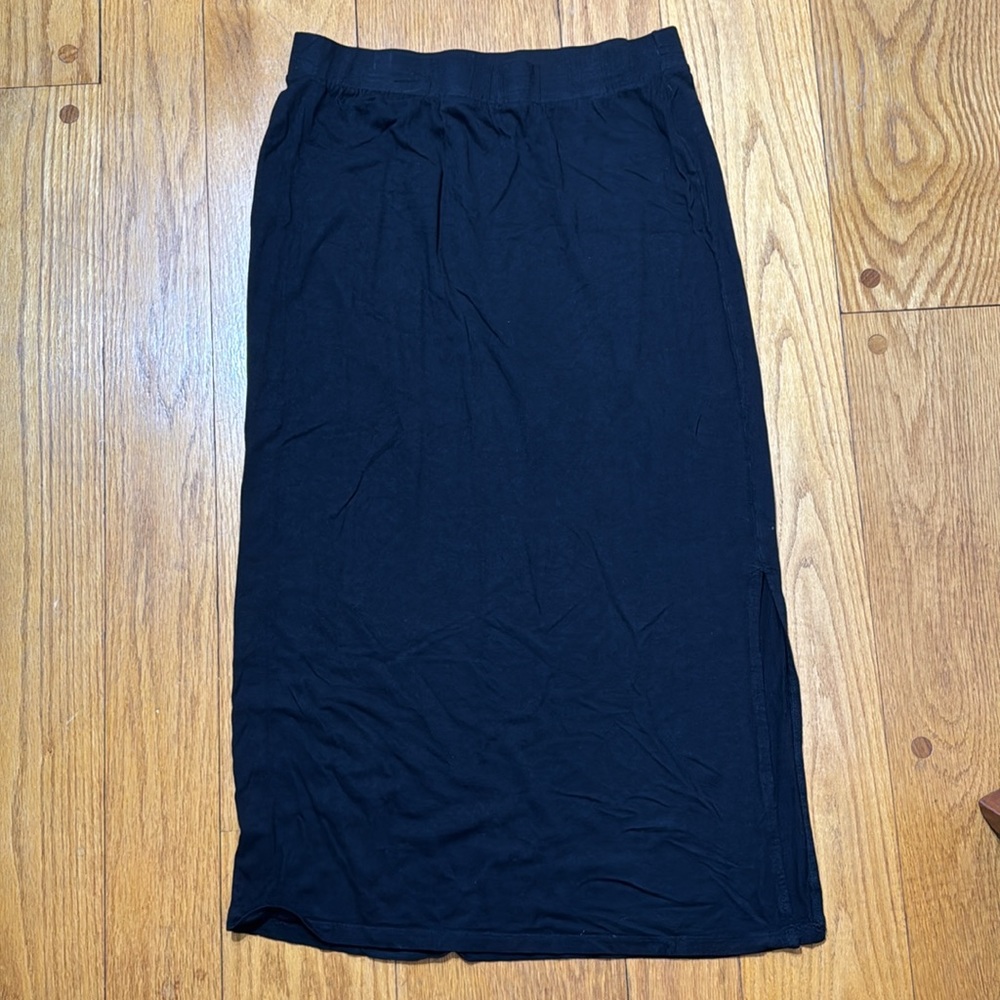Gloria Vanderbilt Women’s Large Black Stretchy Maxi Skirt Elastic Waist
